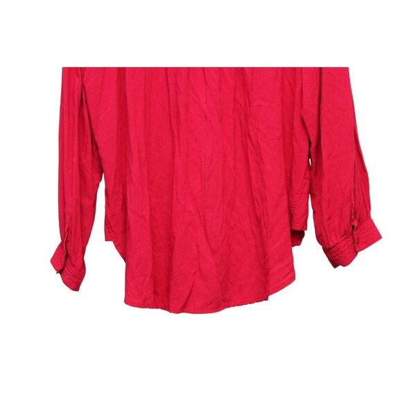 Sundance Blouse Top Petite Medium Pin Tuck Pleated Long Sleeve Half Button Flowy - Picture 11 of 12